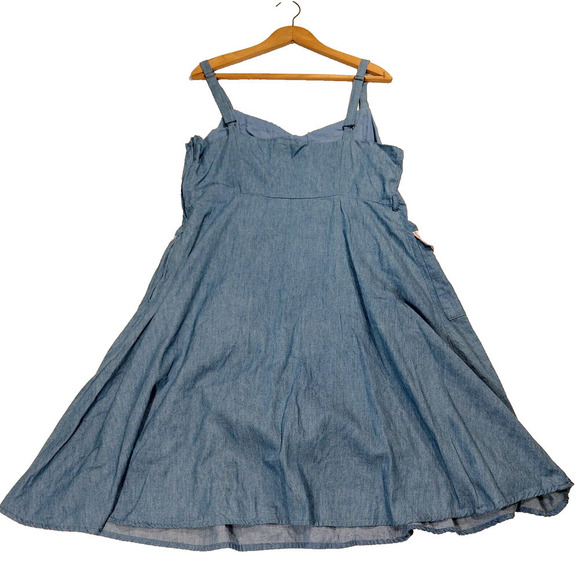 Modcloth Happiness and Cheers A Line Chambray Dress Size XL Retro Sleeveless - Picture 8 of 8